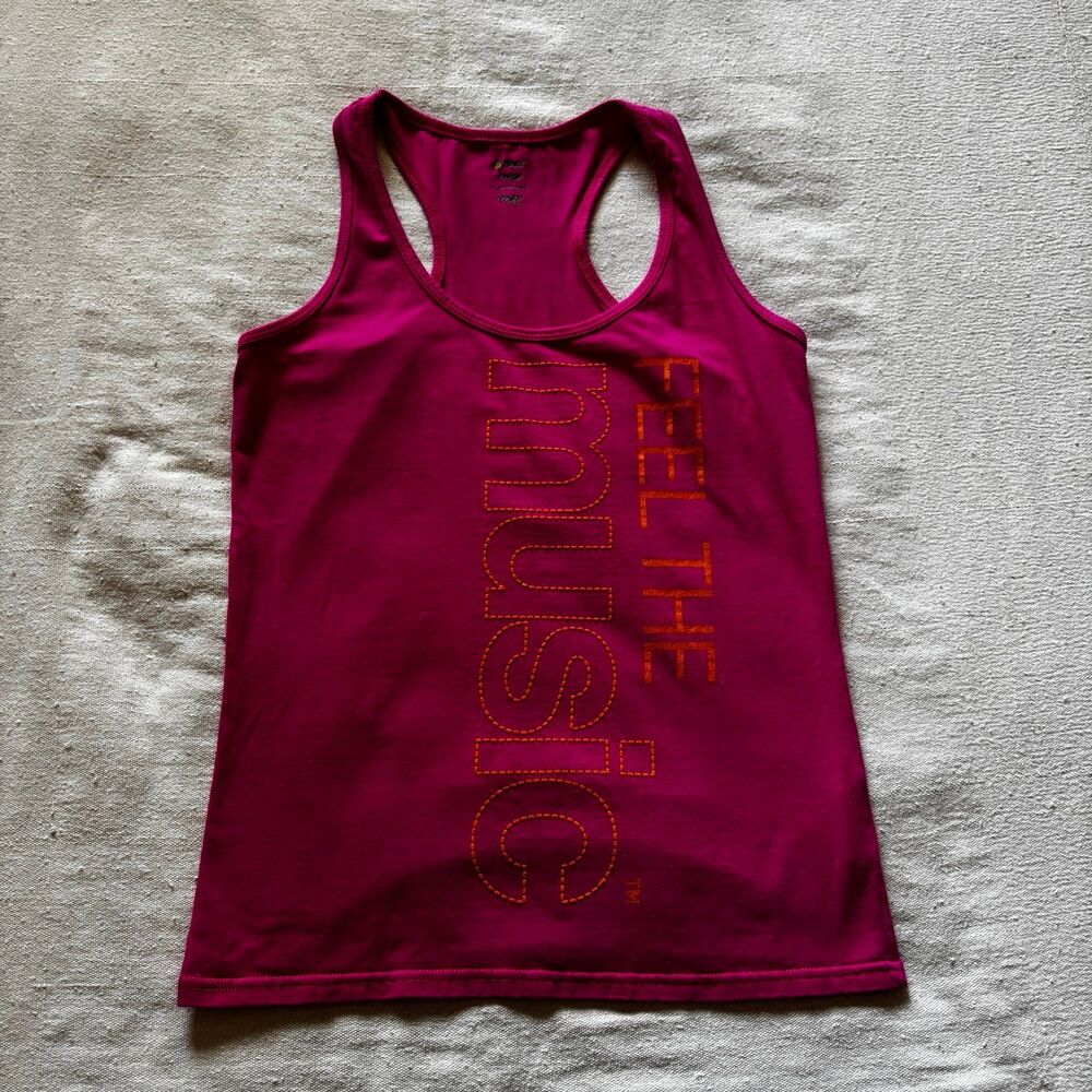 Zumba Racerback Tank Top Size XL Magenta "FEEL THE music" Graphic